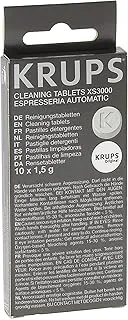 Krups Pastillas limpiadoras para máquinas de café súper automáticas, pack de 10 pastillas, eliminan grasa y residuos, protegen el circuito de agua y alargan la vida útil, XS300010
