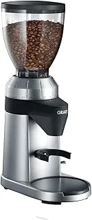 GRAEF CM 800 Molinillo de Café Eléctrico 128W, 350g, Molino Cónico Inox, Aluminio, 40 Niveles, Portafiltro, Antiestático, Plata