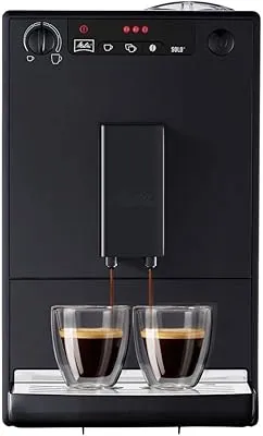 Melitta, Solo E950-222, Cafetera Superautomática con Molinillo, 15 Bares, Café en Grano para Espresso, Limpieza Automática, Personalizable, Pure Black