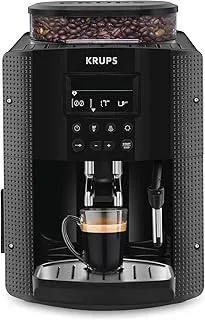 Krups Máquina de café Essential, molinillo de granos, cafetera espresso, pantalla LCD, limpieza automática, boquilla de vapor para capuchino negro YY8135FD