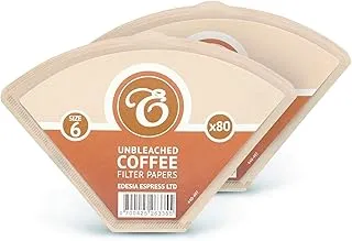 EDESIA ESPRESS – 2x80 Filtros de Café Cónicos de Papel – Filtro de Café N°6 para Cafetera Manual, Método Pour-Over y Preparación Suave – Tamaño 6 Marrón