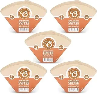 EDESIA ESPRESS – 500 Filtros de Café Cónicos de Papel – Filtro de Café N°2 para Cafetera Manual, Método Pour-Over y Preparación Suave – Tamaño 2 Marrón