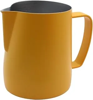 Frothing Pitcher Jug Pitcher Jug - Estufa para café, Latte y espuma de leche (350 ml), color blanco amarillo