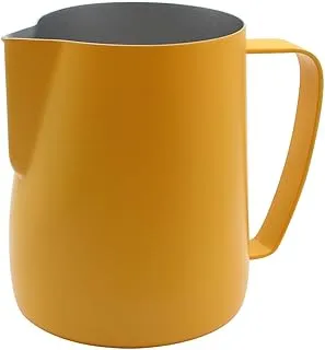 Jarra de acero inoxidable para espumar al vapor, adecuada para café, café con leche y leche espumosa, 600 ml, color amarillo