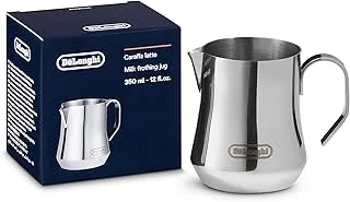 De'Longhi Jarra Espumadora de Leche DLSC060, Espumador de Leche con Asa Cómoda, Idónea para Cappuccino, Caffelatte y Latte Macchiato, Capacidad 350 ml, Acero Inoxidable