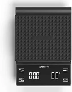 KitchenTour - Báscula de café con temporizador, 3 kg/0,1 g, báscula de café expreso de alta precisión con pantalla LCD retroiluminada (pilas incluidas)
