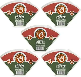 EDESIA ESPRESS – 500 Filtros de Café Cónicos de Papel – Filtro de Café N°4 para Cafetera Manual, Método Pour-Over y Preparación Suave – Tamaño 4 Blanco