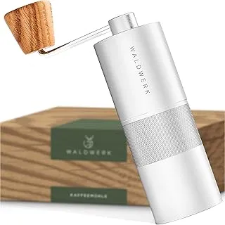 WALDWERK Molinillo Café manual – Molinillo de cafe con preciso Molino de acero inoxidable – Coffee grinder con manivela de madera – Molinillo cafe para espresso sin plástico
