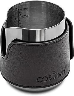 Cosumy Jarra Leche Barista 350ml - Para Espuma en Acero Inoxidable - Jarra para Leche Pequeña con Marca de Medición - Sin Asa para Latte Art - Accesorios Cafetera