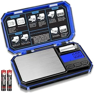 Báscula Digital de precisión 200g/0.01g,Mini Balanzas de comida,Portátiles Joyería Balanza,Báscula Electrónica para Cocina,Droga, Polvo,Hierbas,Café,Monedas,Cocinar (batería incluida) Azul