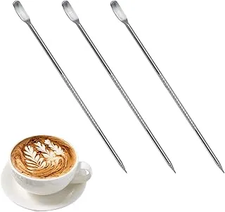 Coffee Art Pen, Latte Art Needle, Bolígrafos para Decoración de Café, Bolígrafos para Café de Acero Inoxidable, Herramienta de Decoración de Latte con Aguja de Café DIY, para Cappuccino, 3Pcs