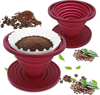 2 piezas plegables para verter sobre café, cafeteras portátiles para camping, filtro de café reutilizable de silicona para mochileros, senderismo, camping, oficina en casa