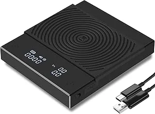 TIMEMORE Black Mirror Basic 2, Báscula de Café Digital para Vertido Manual con Temporizador Automático y Función de Flujo, Precisión de 0,1 g, Capacidad de 2000 g, Color Negro.