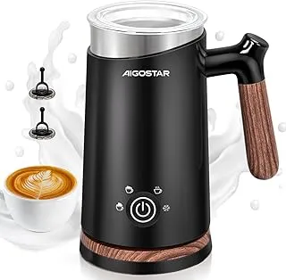 Aigostar - Espumador de Leche 4 en 1, Espumador Leche Eléctrico 500W 300ml, Espuma Caliente/Fría Control de Temperatura Inteligente, Calentador y espumador de leche para Latte, Cappuccino, Chocolate