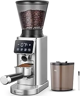 AMZCHEF Molinillo de Café Eléctrico con Soporte Desmontable y Contenedor | Panel Táctil LCD | 24 Regulable de Molido Molinillo de Café con Muelas para Espresso/Drip/Pour Over/Cold Brew/French Press