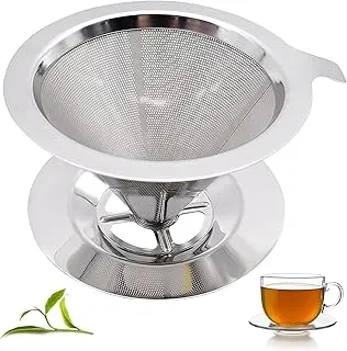 Filtro de Café Permanente, Filtro de Café de Acero Inoxidable, Filtro de Cono de Goteo de Café con Base, Gotero sin Papel Coffee Filter para 1-2 Tazas