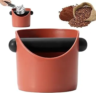 Coffee Knock Box - Caja de café molido de 0.45 L con barra extraíble y base antideslizante, recipiente para café espresso que absorbe los golpes, accesorios de café (caramelo)