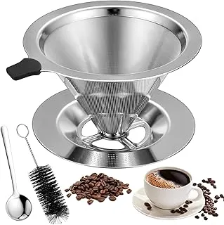 Filtro de Café de Acero Inoxidable, Filtro Cafetera Goteo Reutilizable Manual para Preparar Café, Accesorio de Filtro de Café