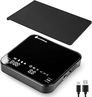 4 Modos Mini Bascula Cafe Recargable con Temporizador, 2kg/0.1g Bascula de Precision para Espresso, Coffee Scale Portátil con para Espresso y Café Servido (Negra)