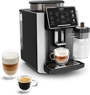 Krups Sensation Milk, Cafetera superautomática, 6 Bebidas a Base de Café y Café con Leche, Tecnología Milk Maestro, Jarra de leche integrada, Fácil de Usar, Plateada y negra, EA912E10