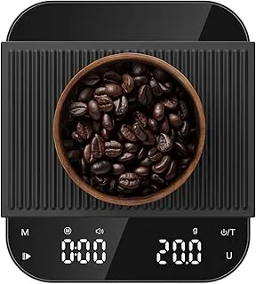 Ultrean Báscula de café con temporizador, báscula de cocina recargable para café espresso y de goteo, precisión de 0,1g hasta 3 kg, pantalla LED digital, sensor táctil y cubierta de silicona (negra)