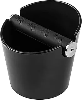 Caja de café de 4.9 pulgadas, caja de café espresso, accesorios para máquina de café, cubo de café molido, caja de golpes barista con barra de metal extraíble y base antideslizante (negro)