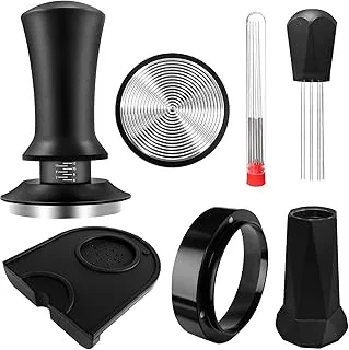 Prensador de café de 51 mm, prensador de Espresso, prensador de 51 mm con Estera de Espresso, agitador de café, Anillo dosificador de café de Acero Inoxidable, Accesorios para Espresso, Juego