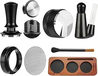 7 accesorios de espresso, herramientas de manipulación de espresso, kit de accesorios para máquina de espresso WDT, prensador de café con estación de apisonamiento de madera espresso, distribuidor