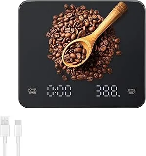 OBEST Mini Báscula de Café con Temporizador,3kg/0.1g Báscula de Café Digital Recargable de alta Precisión,Báscula de Cocina Electrónica Portátil con Pantalla LED y Temporizador Automático