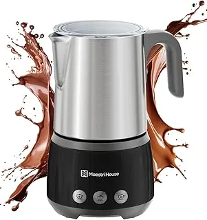 Maestri House Espumador de leche, 500ml Eléctrico 4-en-1, 600W Control táctil inteligente para caliente y frío, función de memoria para café con leche, leche caliente, chocolate caliente con leche