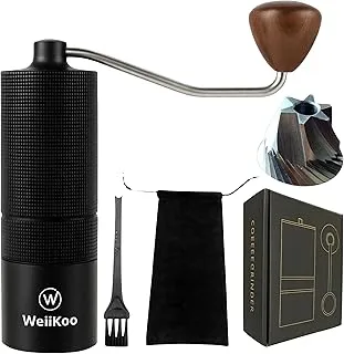 Molinillo Café Manual Profesional 25 g Capacidad - Muelas Cónicas Hexagonales de Acero Inoxidable - Aluminio Anodizado y Nogal - Ideal para Espresso, Prensa Francesa y otros Métodos de Café