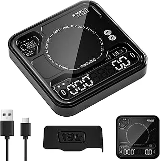 BOOKOO Báscula de Café con Temporizador, 0,1 g & 0,1 g/s de Alta Precisión, USB Recargable Báscula de Espresso, 3 Modos, Conexión Bluetooth App, Mini Báscula Precisión para Café Espresso y Pour-Over