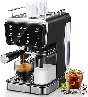 Yabano Máquina de café espresso, 20 bares, con espumador de leche automático de 500 ml, 6 bebidas, pantalla táctil a color, depósito de agua de 1,5 L, cafetera capuchino y latte, 1450 W