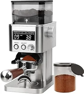 Homtone Molinillo de Café Eléctrico de Acero Inoxidable con Pantalla LCD, 31 Niveles de Molienda Precisa, Molinillo Cónico para Espresso/Café de Filtro/Prensa Francesa
