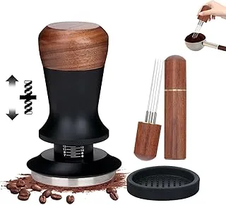 Prensador de Café Profesional 51mm, Tamper con Resorte Calibrado y Mango Ergonómico, Incluye Agitador 6 Agujas y Alfombrilla, Ideal para Baristas y Amantes del Espresso