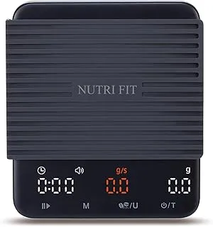 NUTRI FIT Mini báscula de café con temporizador, báscula de cocina recargable USB-C, báscula portátil de espresso con pantalla LED, tamaño del producto: 11,5 x 10 cm, 2 kg/0,1 g, color negro