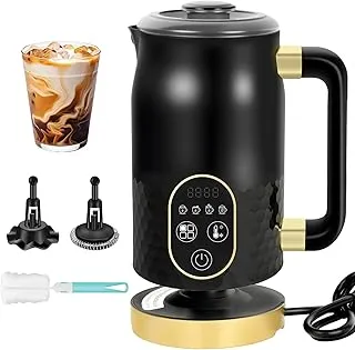 Espumador de leche eléctrico - Espumador de leche 4 en 1 para chocolate caliente con control de temperatura, espumador de leche automático para espuma caliente y fría con 2 batidores para capuchino