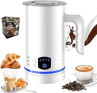 Espumador de Leche Eléctrico 4 en 1,Calentador de Leche 430ML,Apagado Automático,Revestimiento Antiadherente,Silencioso,Espuma Fría y Caliente con Leche,Capuchinos,Macchiato,Chocolate Caliente
