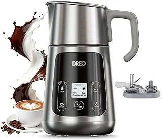 DREO Espumador de Leche Eléctrico 450ml [Actualizado], para Capuchino, Latte Macchiato, Frappé y Chocolate Caliente, Más de 30 Bebidas, Apto para Lavavajillas, Fácil de Limpiar, Pantalla LED